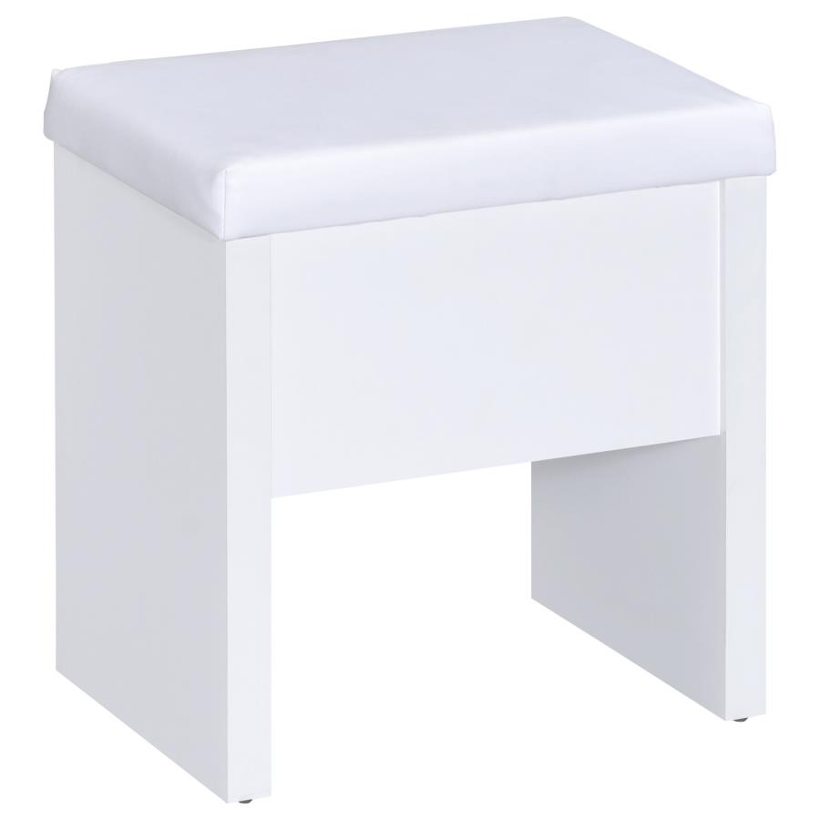 Harvey Vanity Set with Lift-Top Stool White view 12