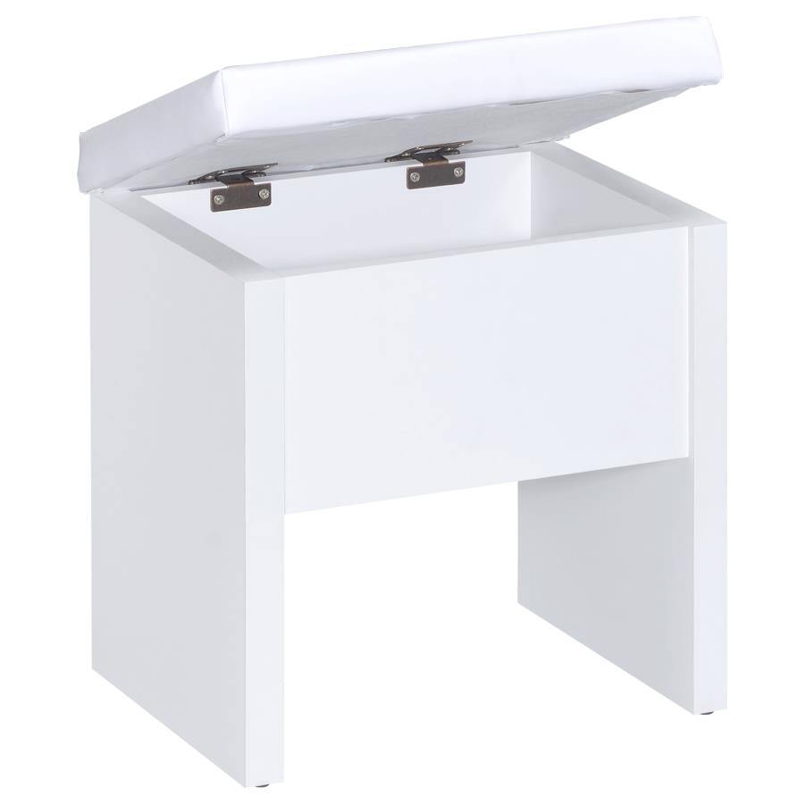 Harvey Vanity Set with Lift-Top Stool White view 13