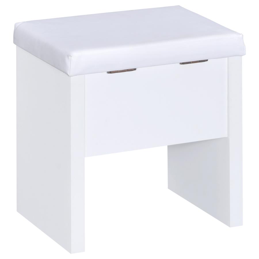 Harvey Vanity Set with Lift-Top Stool White view 16