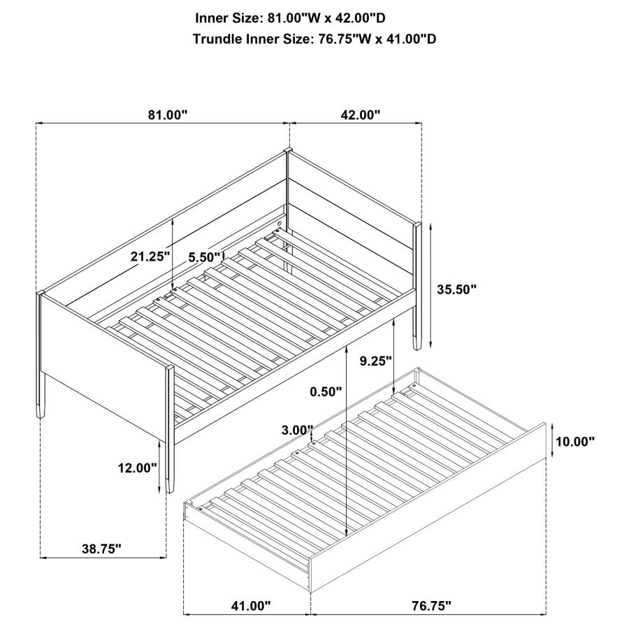 Calinda Wood Twin Daybed With Trundle Natural view 15