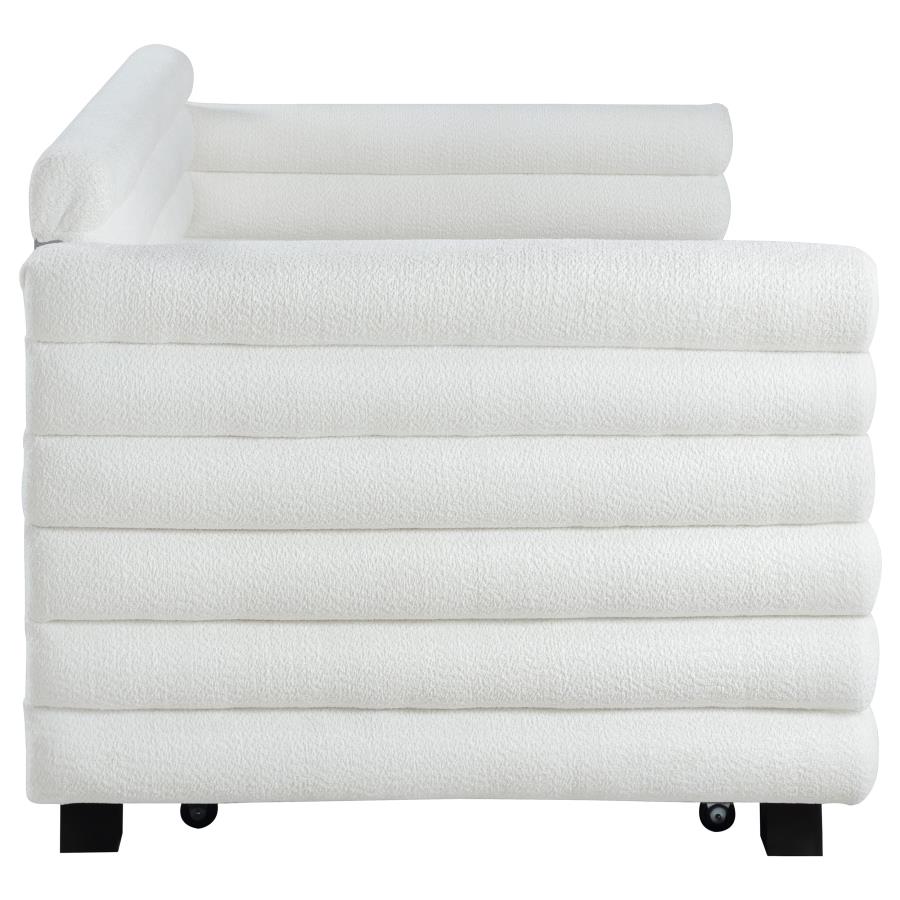 Patricia Boucle Upholstered Twin Day Bed with Trundle White view 9