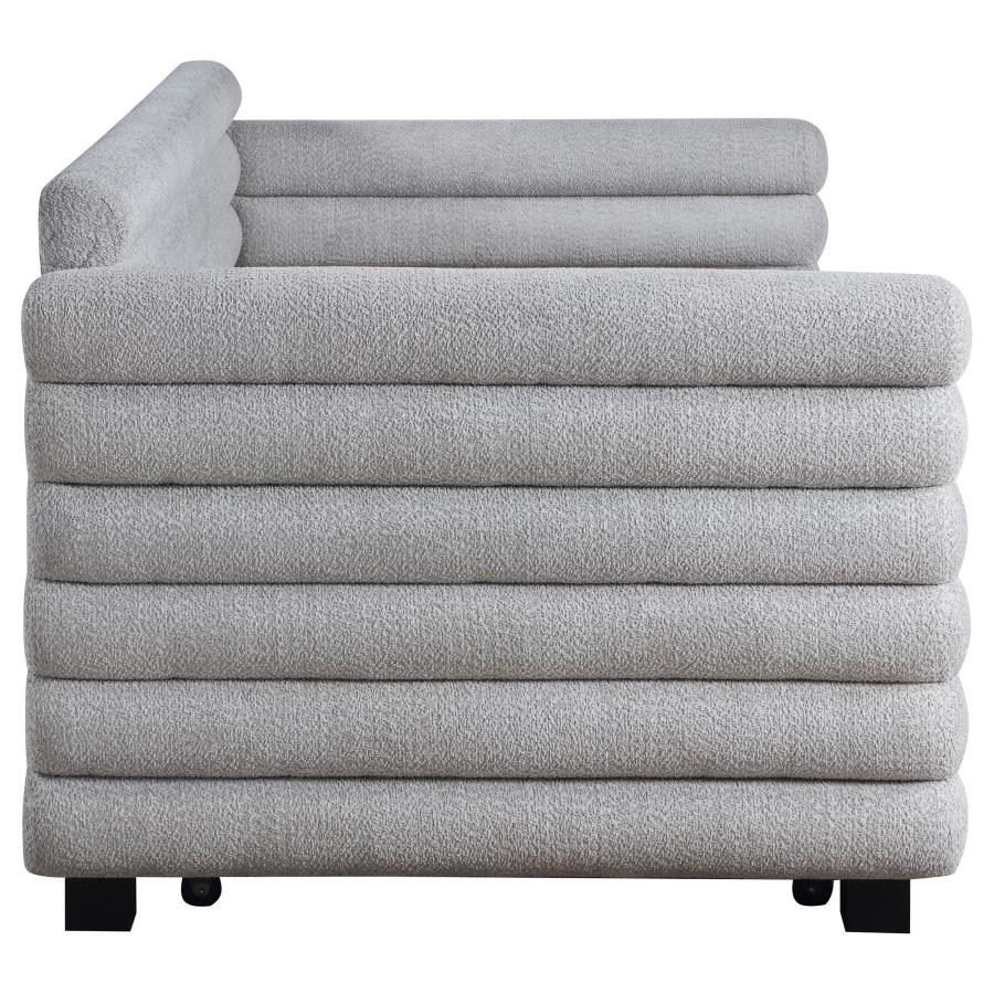 Patricia Boucle Upholstered Twin Day Bed with Trundle Grey view 9