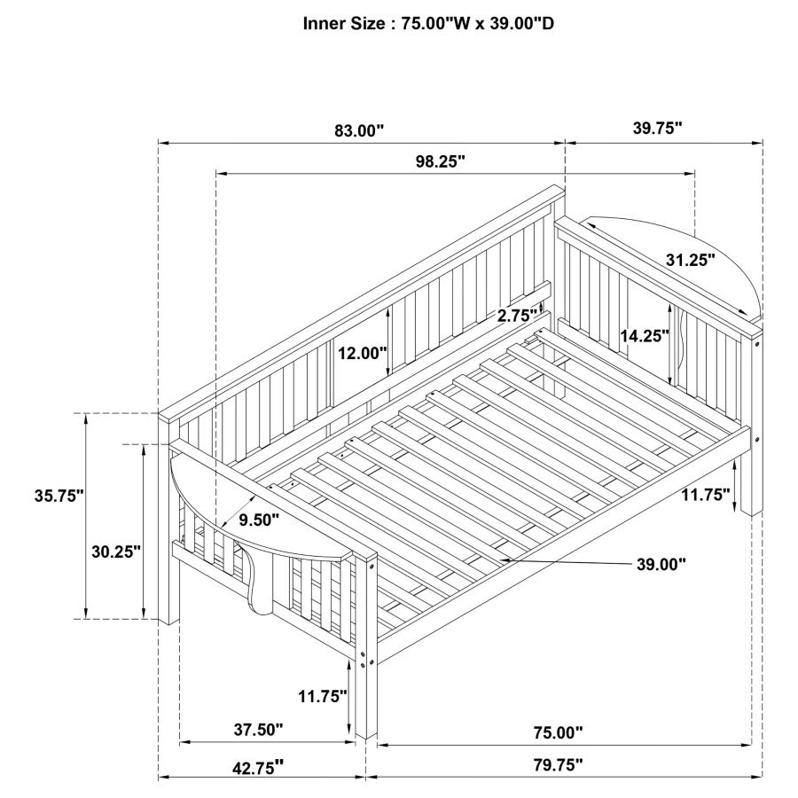 Bethany Wood Twin Daybed with Drop-down Tables White view 11