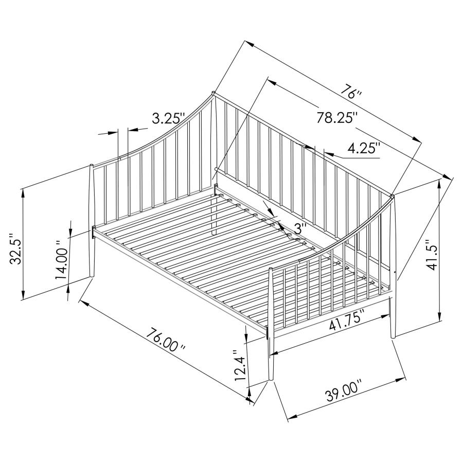 Newbury Metal Twin Daybed Bed Frame Matte Black view 9