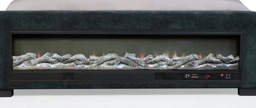 Preston Upholstered Eastern King Audio Flame Visualizer Bed Dark Blue view 8
