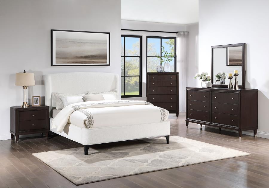 Mosby Upholstered Queen Wingback Bed Snow view 14