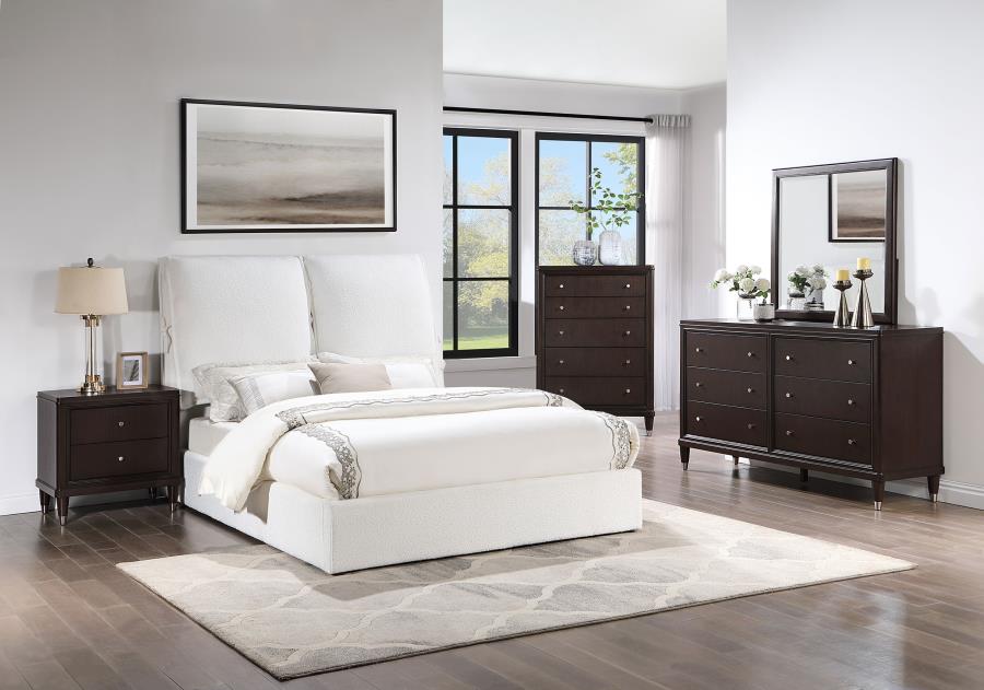 Gwendoline Upholstered Queen Panel Bed White view 14