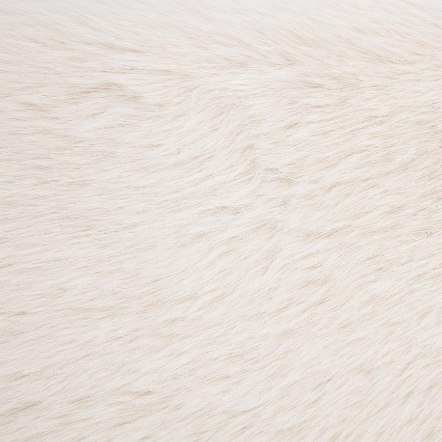 Rebecca Faux Fur Upholstered Queen Bed Cream view 8