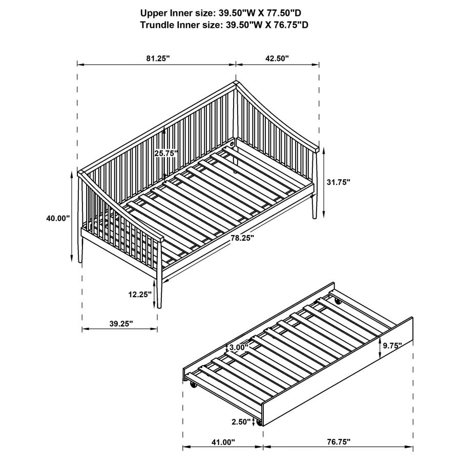 Delgado Windsor Twin Wood Daybed with Trundle Black view 9