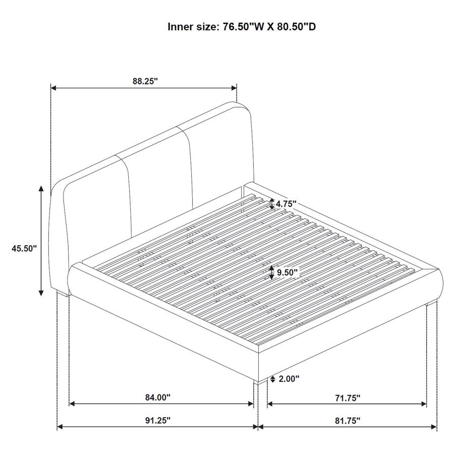 Mokena 46-inch Upholstered Eastern King Platform Bed Taupe view 8