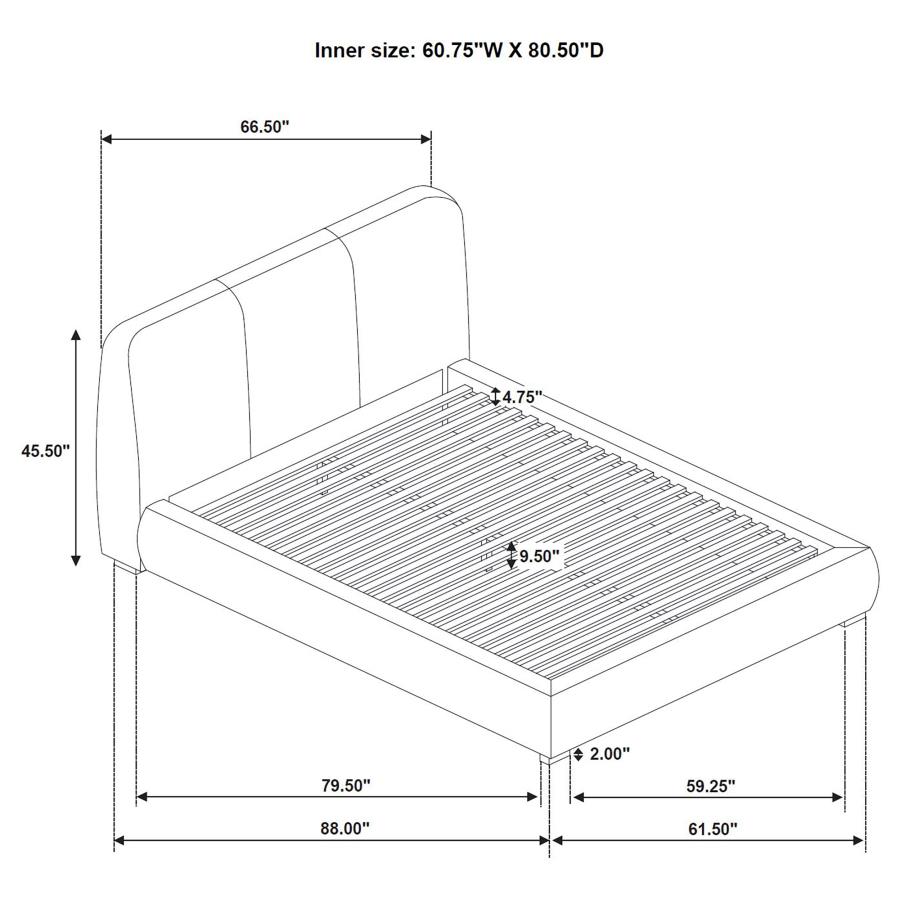 Mokena 46-inch Upholstered Queen Platform Bed Taupe view 8
