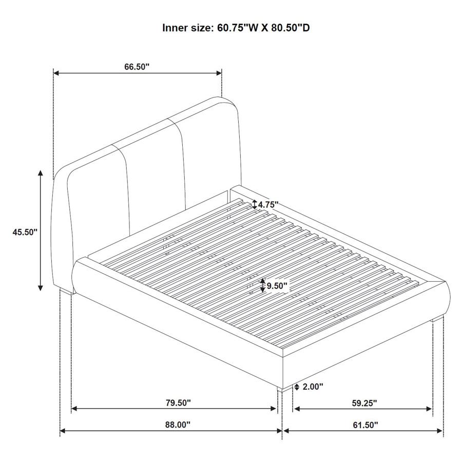 Mokena 46-inch Upholstered Queen Platform Bed Brown view 8