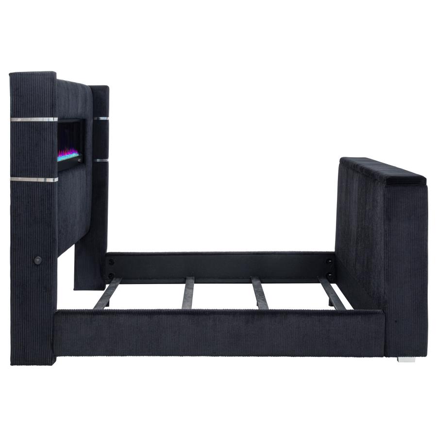 Tisdall Eastern King Flame Visualizer Wingback TV Bed Black view 8