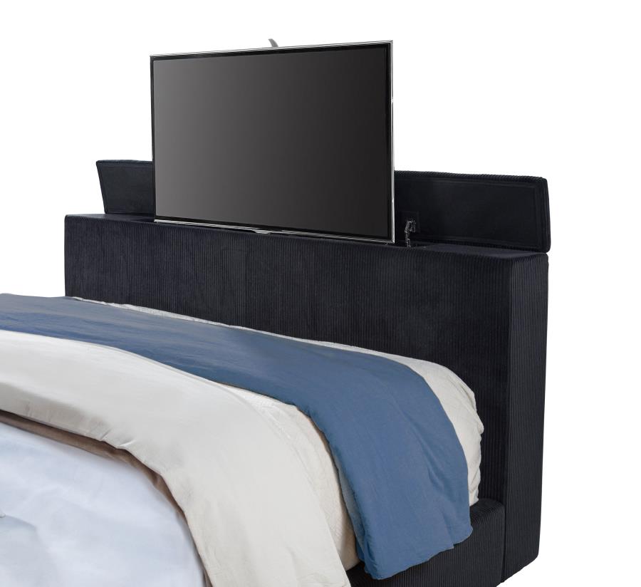 Tisdall Eastern King Flame Visualizer Wingback TV Bed Black view 10