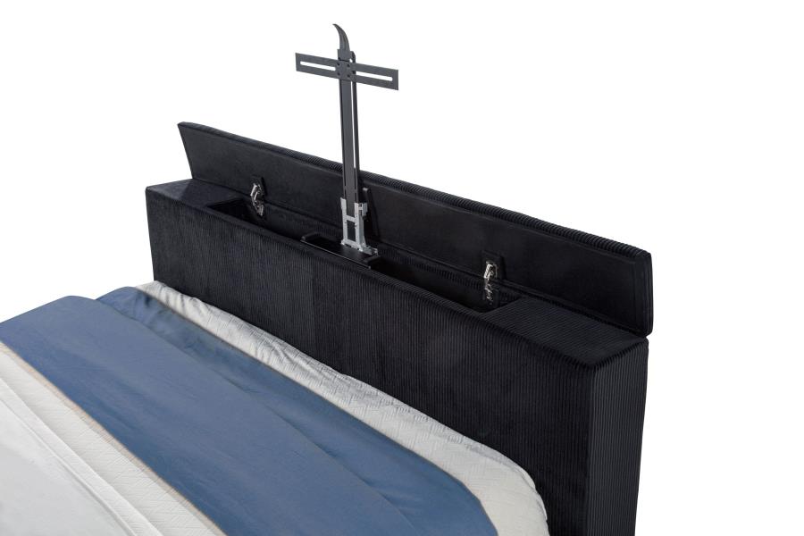 Tisdall Eastern King Flame Visualizer Wingback TV Bed Black view 11