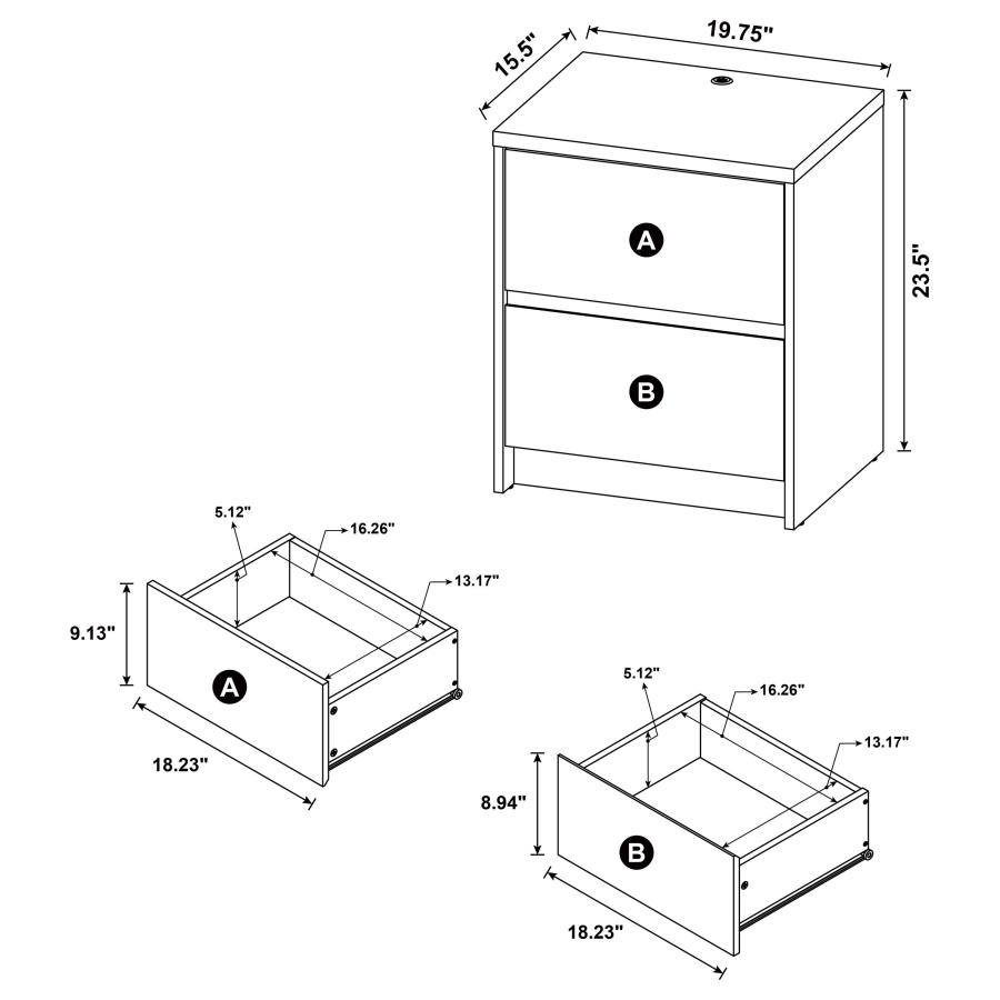 Westpark 2-drawer Nightstand LED Lights and USB Mango view 14