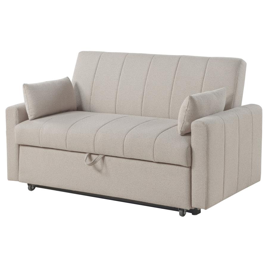 Portland Boucle Upholstered Sleeper Sofa Bed Latte view 8