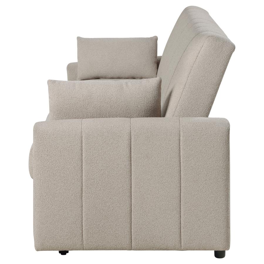 Portland Boucle Upholstered Sleeper Sofa Bed Latte view 9