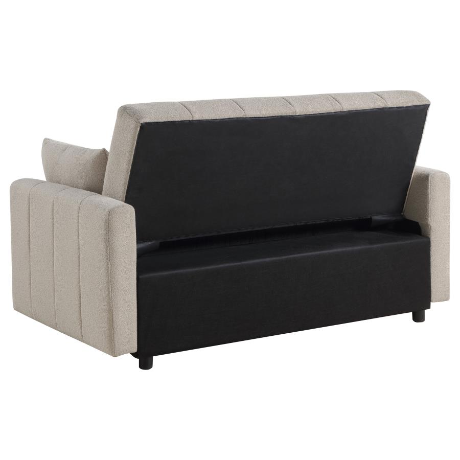 Portland Boucle Upholstered Sleeper Sofa Bed Latte view 10