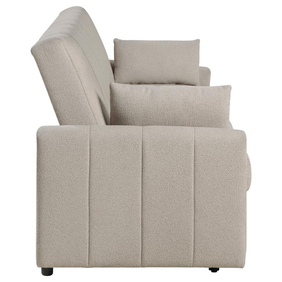 Portland Boucle Upholstered Sleeper Sofa Bed Latte view 12