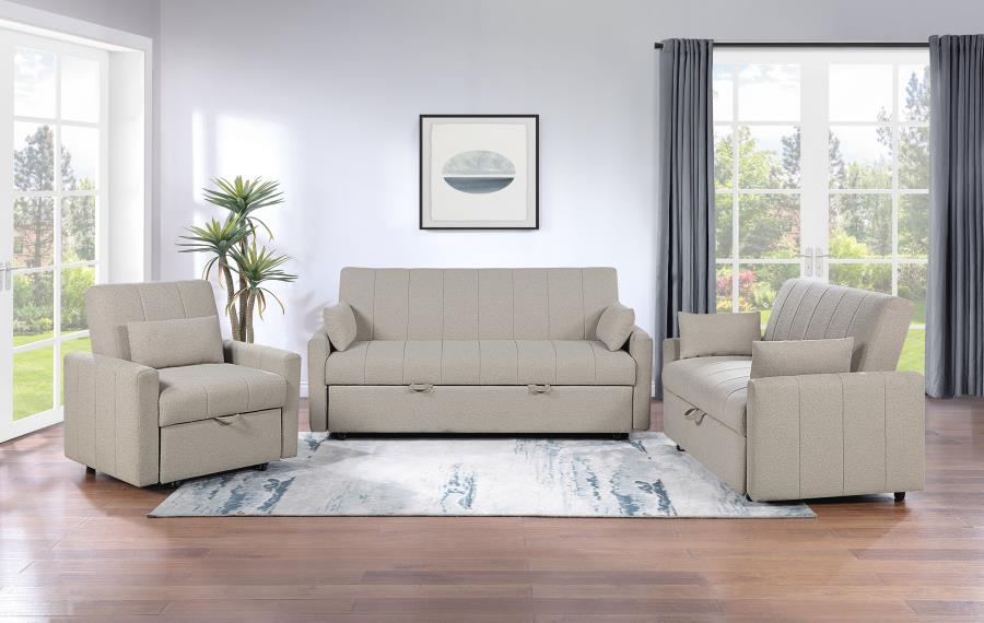 Portland Boucle Upholstered Sleeper Sofa Bed Latte view 15