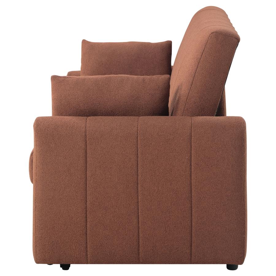 Portland Boucle Upholstered Sleeper Sofa Bed Copper view 9