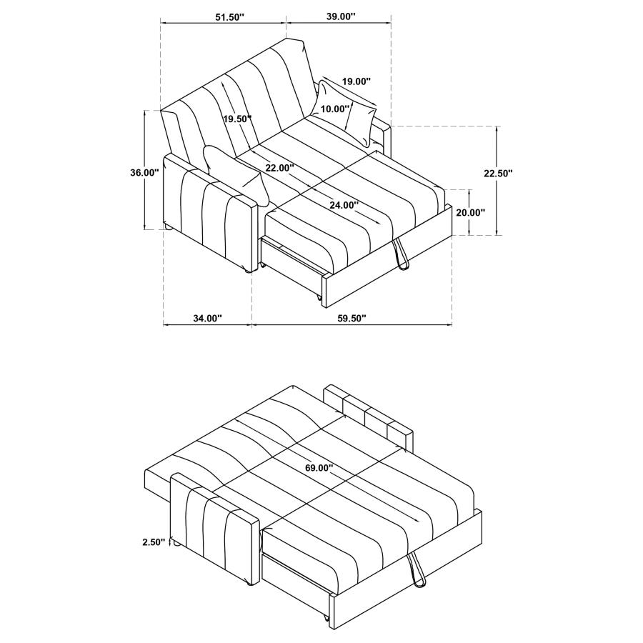 Portland Boucle Upholstered Sleeper Sofa Bed Copper view 14