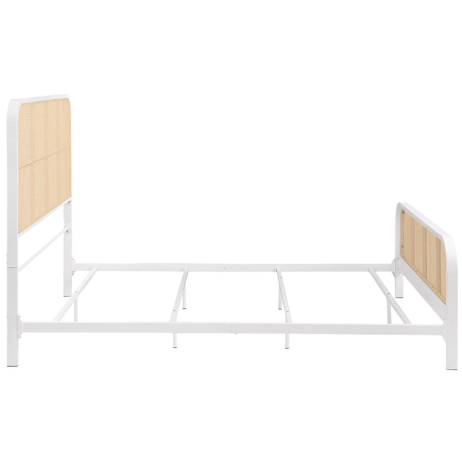 Lanewood Open Cane Webbing Metal Queen Bed White view 8