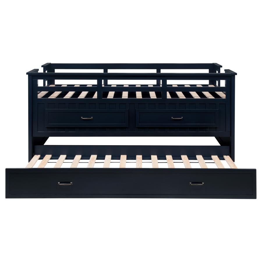 Carlsbad Wood Twin Captains Bed With Trundle Navy Blue view 8
