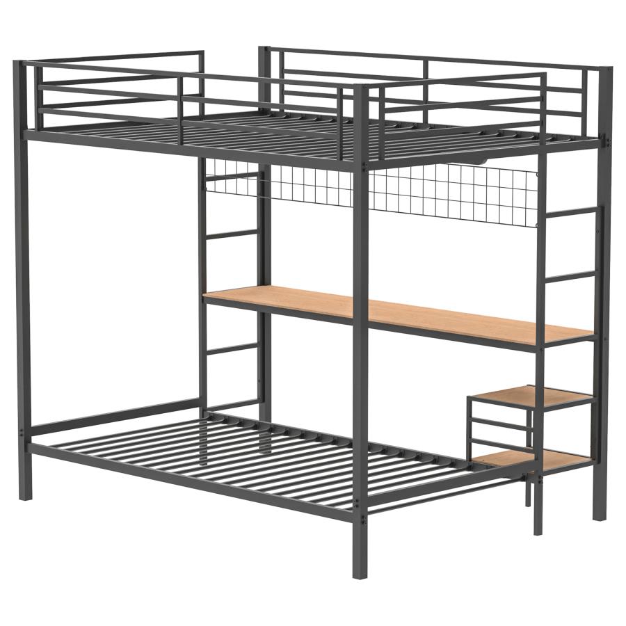 Campus Metal Full Over Twin Workstation Bunk Bed Matte Black view 8