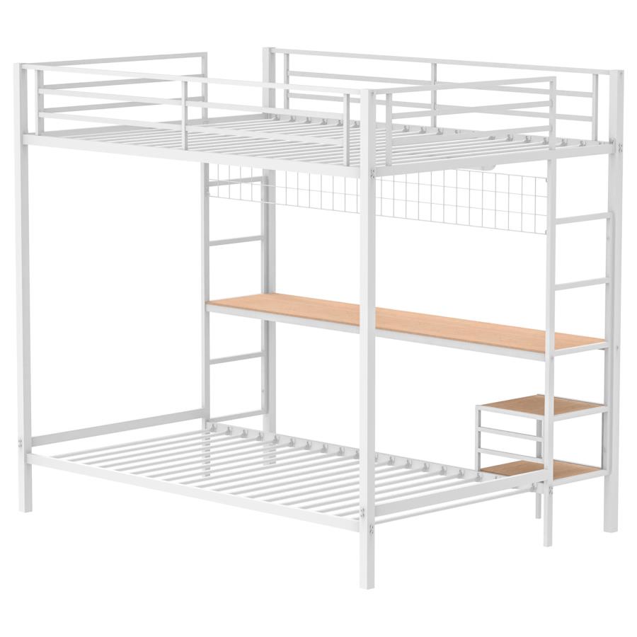 Campus Metal Full Over Twin Workstation Bunk Bed Matte White view 8