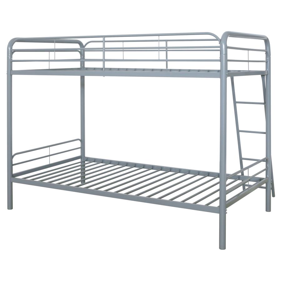 Carson Metal Twin Over Twin Bunk Bed Glossy Silver view 8
