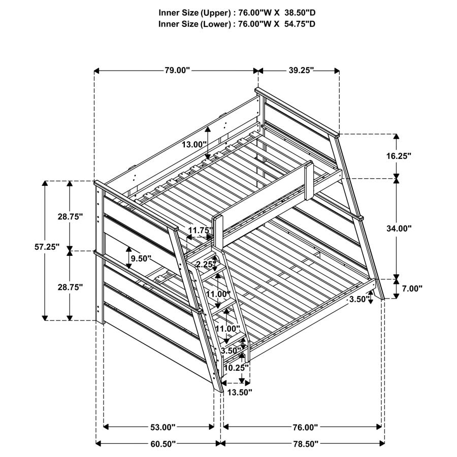 Holden Wood Veneer Twin Over Full Bunk Bed White view 12