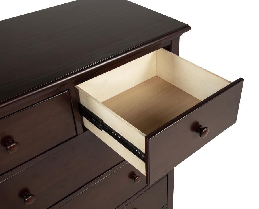 Sumerlin 6-drawer Bedroom Chest of Drawers Cappuccino view 11