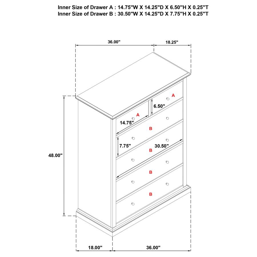 Sumerlin 6-drawer Bedroom Chest of Drawers Cappuccino view 13