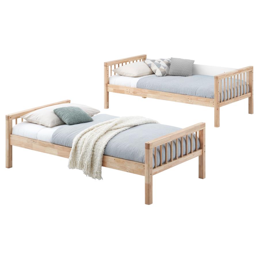 Dakota Wood Twin Over Twin Bunk Bed Natural view 8