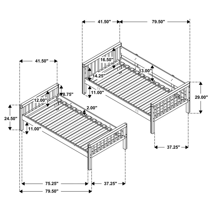 Dakota Wood Twin Over Twin Bunk Bed Natural view 12