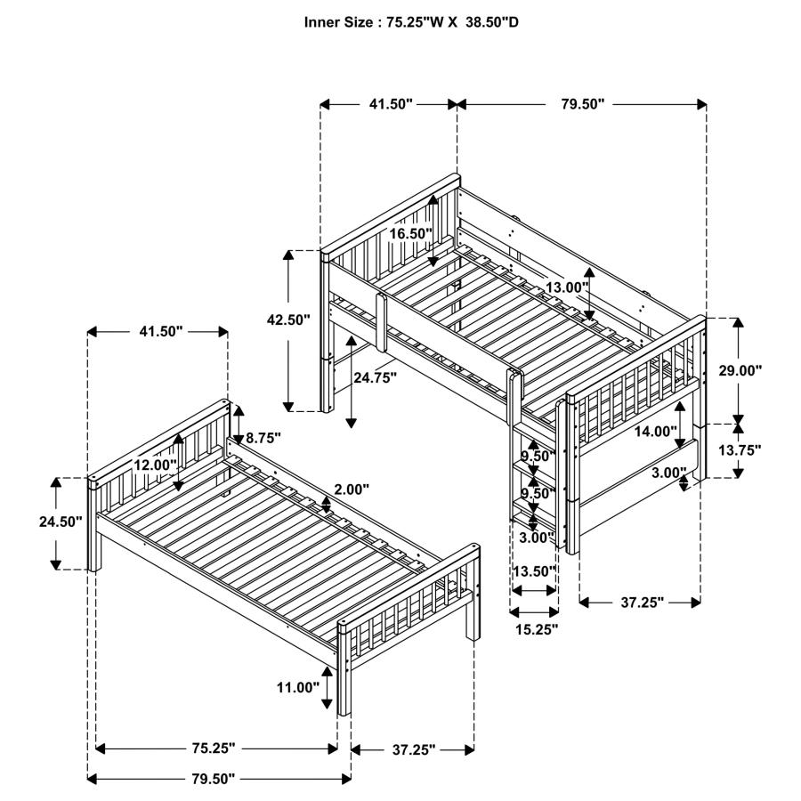 Dakota Wood Twin Over Twin Bunk Bed Natural view 13