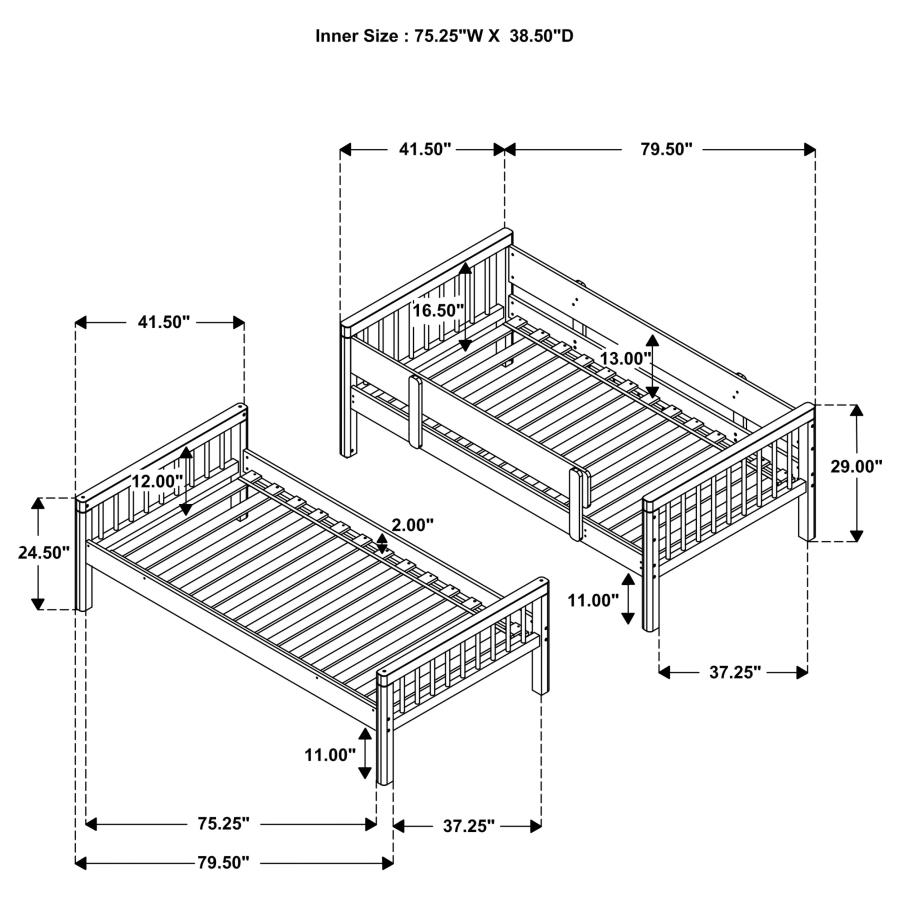 Dakota Wood Twin Over Twin Bunk Bed Natural view 14