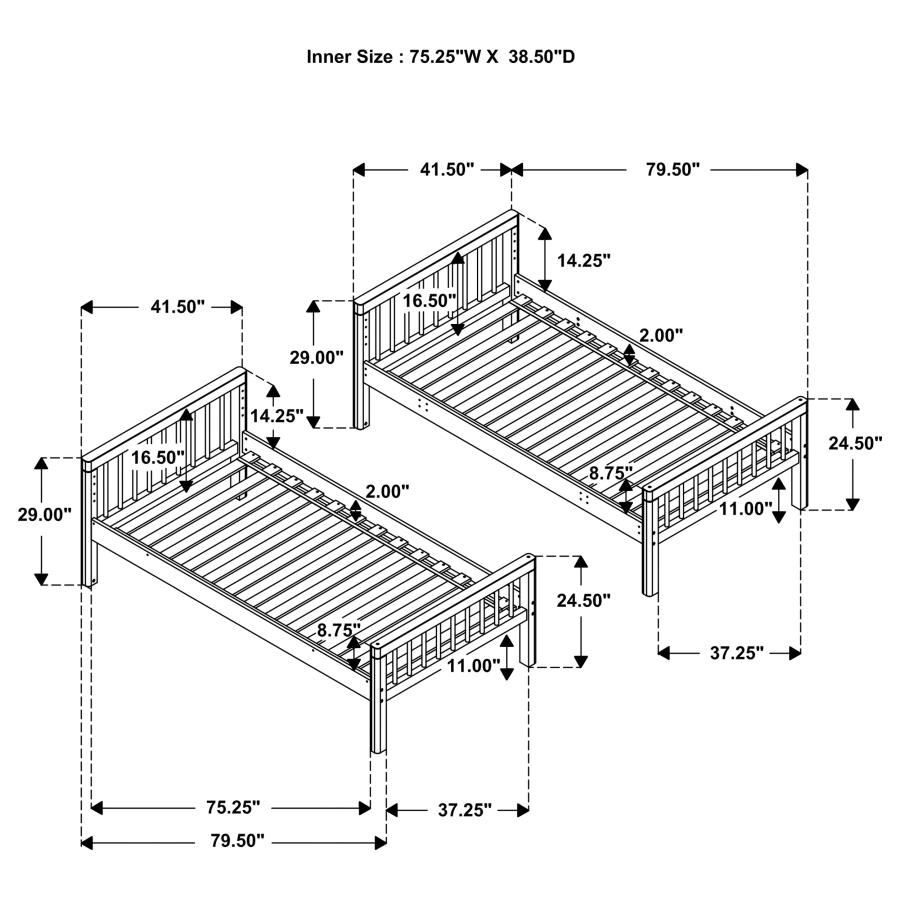 Dakota Wood Twin Over Twin Bunk Bed Natural view 15