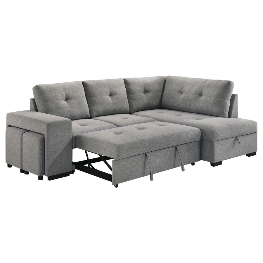 Roanne Fabric Upholstered Sleeper Sectional Sofa Grey view 8