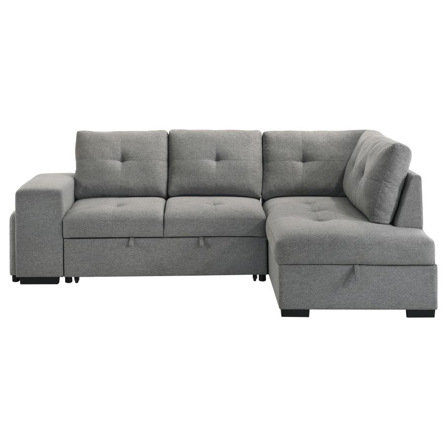 Roanne Fabric Upholstered Sleeper Sectional Sofa Grey view 9