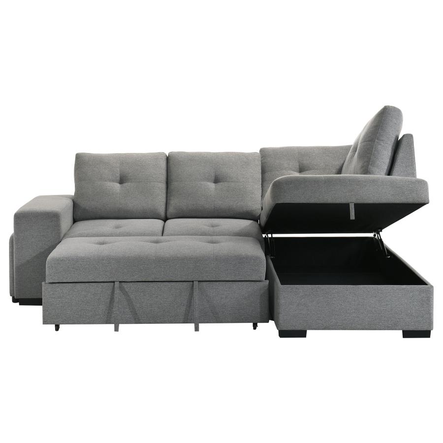 Roanne Fabric Upholstered Sleeper Sectional Sofa Grey view 11