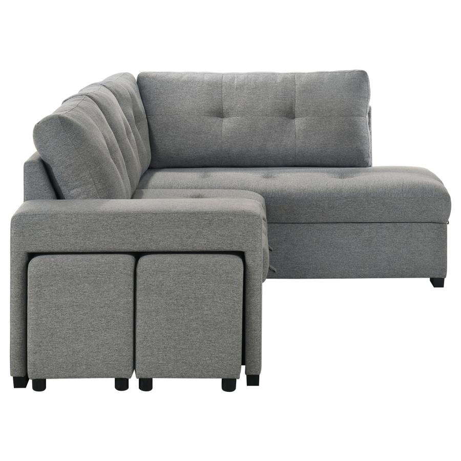 Roanne Fabric Upholstered Sleeper Sectional Sofa Grey view 14