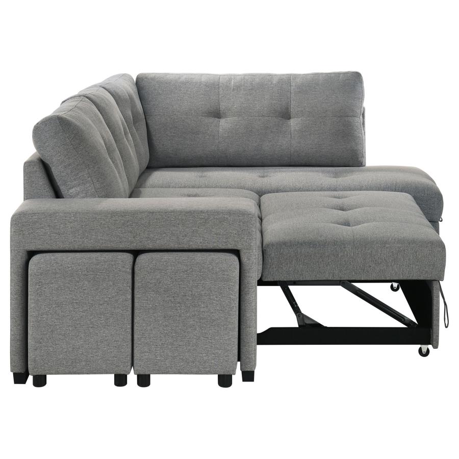 Roanne Fabric Upholstered Sleeper Sectional Sofa Grey view 15