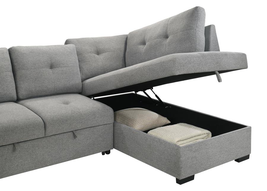 Roanne Fabric Upholstered Sleeper Sectional Sofa Grey view 16