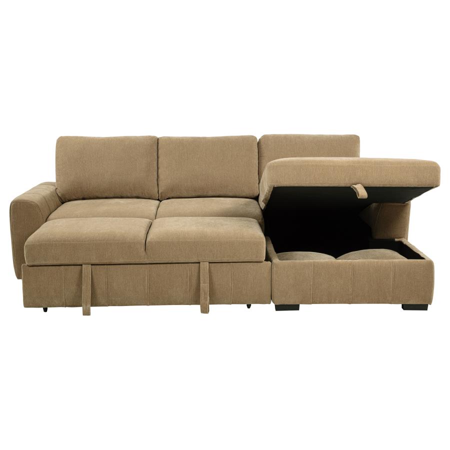 Pastrana Upholstered Sleeper Sectional Sofa RAF Chaise Camel view 9