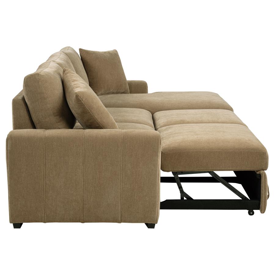 Pastrana Upholstered Sleeper Sectional Sofa RAF Chaise Camel view 12