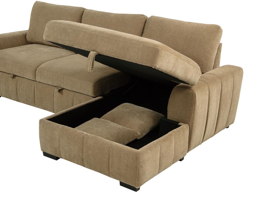 Pastrana Upholstered Sleeper Sectional Sofa RAF Chaise Camel view 13