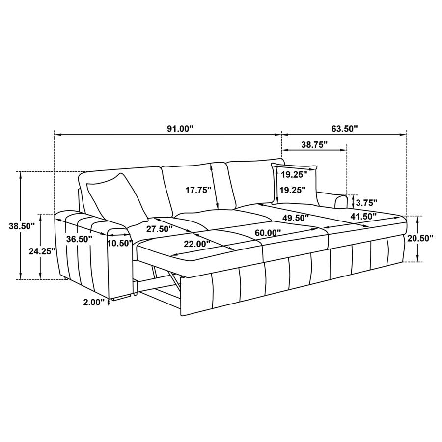 Pastrana Upholstered Sleeper Sectional Sofa RAF Chaise Camel view 15